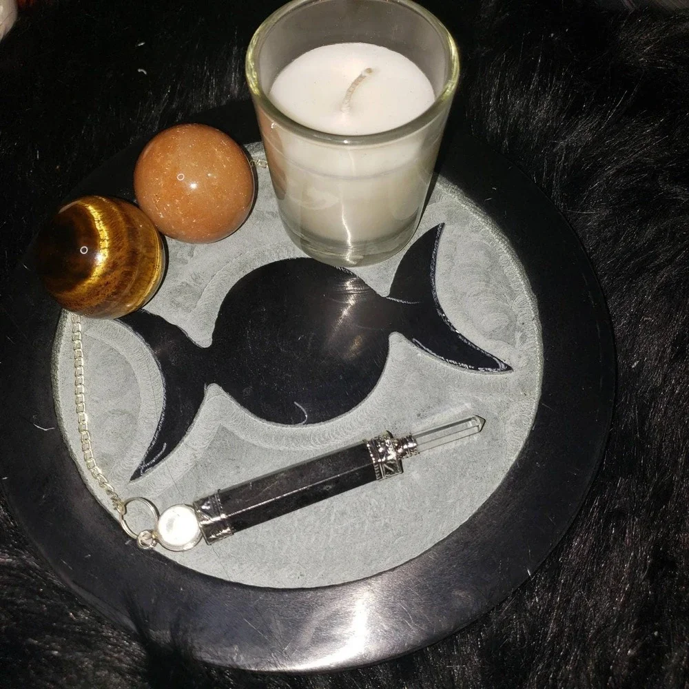 Goddess Symbol Altar Plate -‎ Stone Carved Wiccan Pagan Altar Tools Altar tile